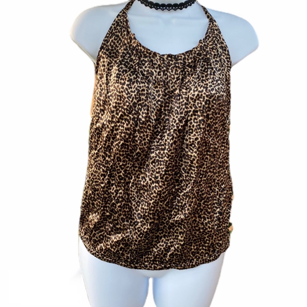 Express Design Cheetah Print Halter Top Blouse